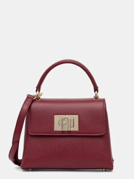Кожена чанта Furla бордо