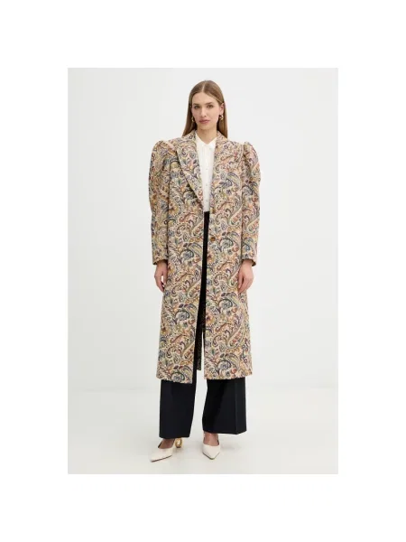 Twinset spodnie z dodatkiem wełny granatowy proste high waist niebieskie