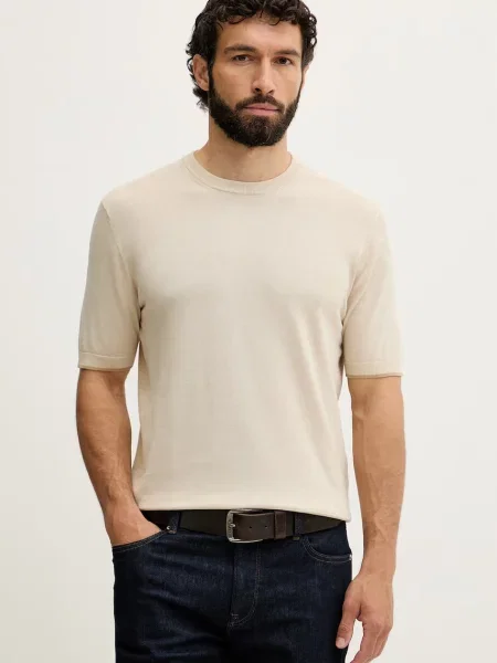 United Colors of Benetton πλεκτό T-shirt ανδρικό μπεζ