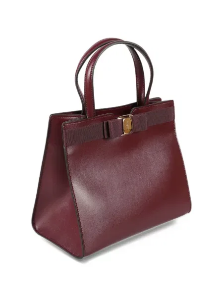 Кожена шопинг чанта Ferragamo с панделка червено