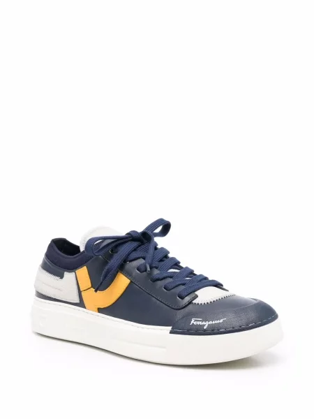 Sneakerși Ferragamo cu șireturi cu imagine din dantelă albastru