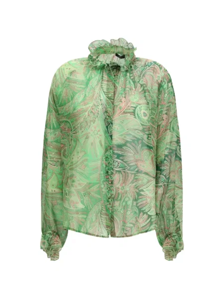 Cămașă Etro cu volane cu model paisley verde