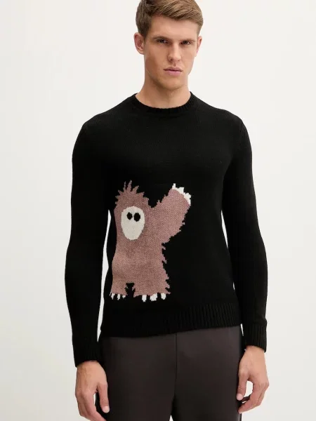 Emporio Armani pulover din amestec de lână negru