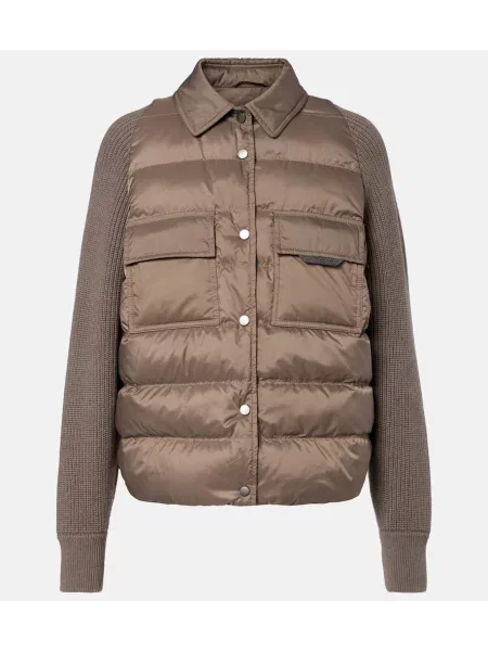 Geacă cu puf Brunello Cucinelli de lână bej