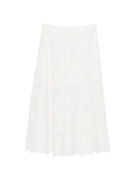 Fustă midi Frame cu broderie alb