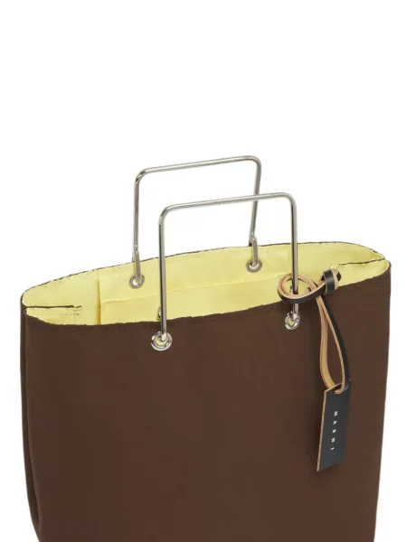 Geantă shopper Marni din canvas maro
