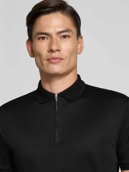 Koszulka polo o kroju regular fit z mieszanki bawełny model ‘FAVE’ Selected Homme czarna