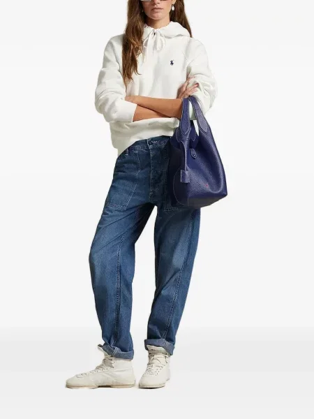 Curea Polo Ralph Lauren cu broderie din fleece cu șireturi albastru