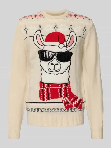 Sweter z dzianiny z prążkowanymi wykończeniami Montego