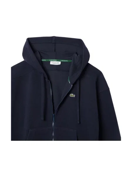 Dzianinowa bluza z kapturem Lacoste z kapturem niebieska