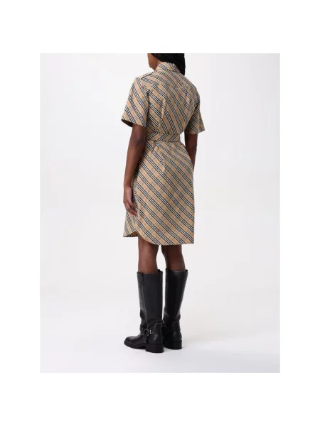 Mała mały sukienka koszulowa Burberry w kratkę beżowa