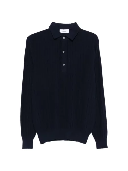 Lung tricou polo Lardini tricotate albastru