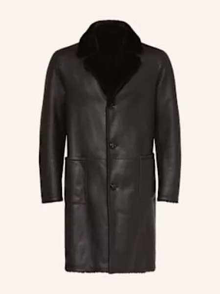 Manzoni 24 Płaszcz Skórzany Dwustronny schwarz czarny