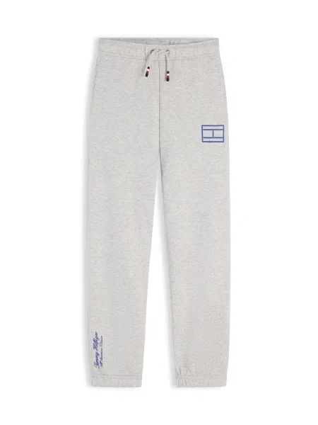 TOMMY HILFIGER Pantaloni Outline Flag Wide Cuffed Leg albastru / amestecat gri