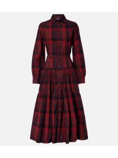 Sukienka koszulowa Polo Ralph Lauren w kratkę garniturowa czerwona
