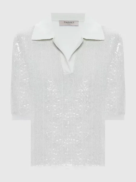 Поло з паєтками Twinset зелене
