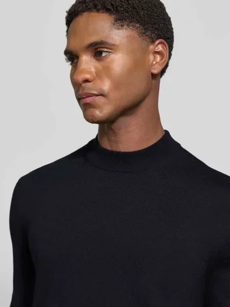 Sweter o kroju regular fit z czystej żywej wełny model Davide' Joop! Collection niebieski
