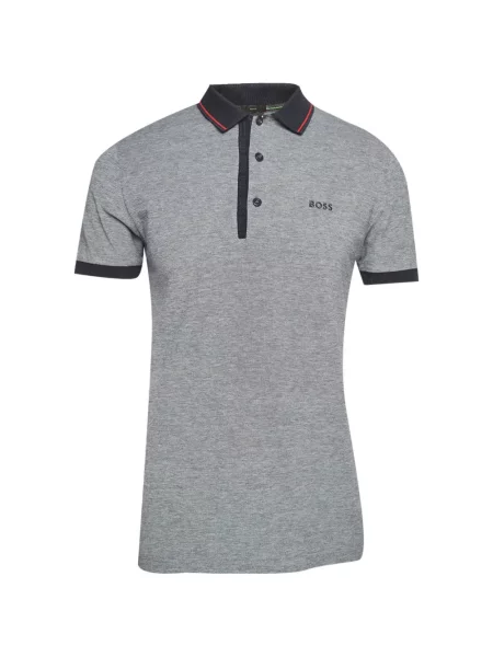 Tricou polo Boss cu broderie gri