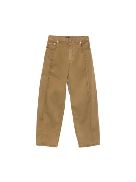Jeansy Tibi z twillu brązowe