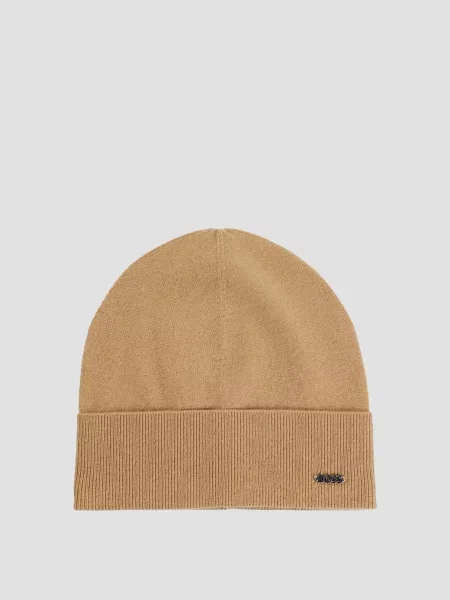 Шерстяная шапка Boss бежевая