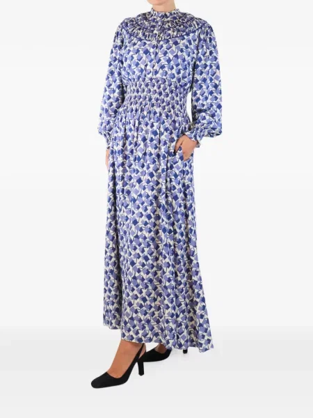 Rochie maxi Loretta Caponi cu imagine cu imprimeu geometric albastru
