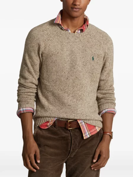 Tricou polo Polo Ralph Lauren cu glugă cu blană cu broderie roșu