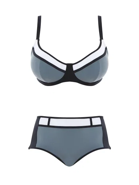 Купальник Freya Bondi сірий/чорний поліамід/еластан чорний