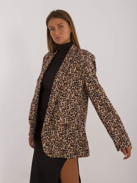 Sacou Fashionhunters cu imagine cu model leopard negru