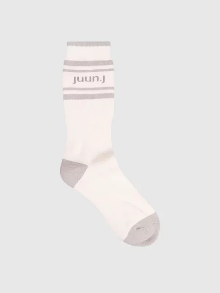 Утеплені шкарпетки з візерунком логотипа Juun.j бежеві