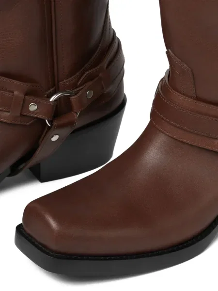 Botine Versace din piele cowboy maro