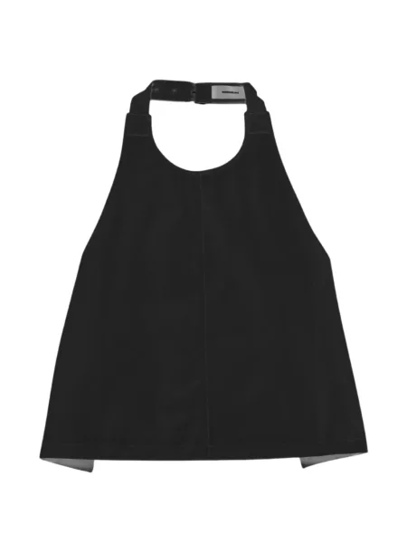 Top Wardrobe.nyc drapat cu gât halter negru