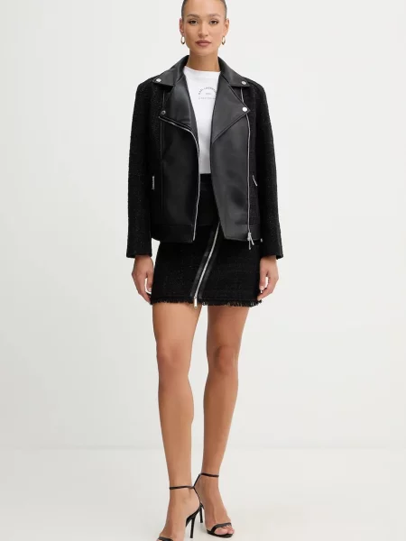 Спідниця з домішкою вовни Karl Lagerfeld mini пряма чорний