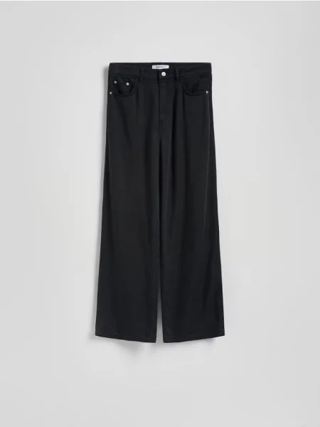 Reserved Jeansy straight z lyocellu szary