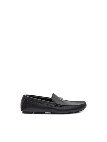 Półbuty Dolce And Gabbana skórzane z logo czarne