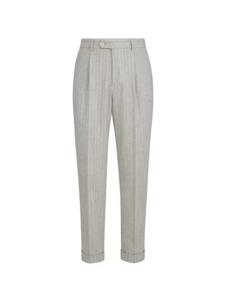 Pantaloni Brunello Cucinelli de lână cu dungi gri