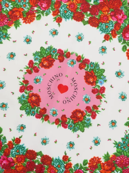 Fular Moschino cu model floral alb