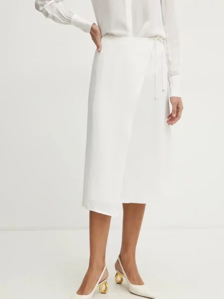 Fustă midi Boss până la genunchi bej