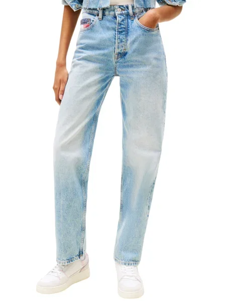 Blugi drepți Tommy Hilfiger Jeans alb