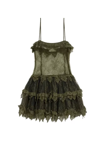 Rochie mini Blumarine cu volane de costum mini verde