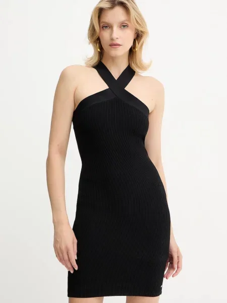 Armani Exchange rochie mini mulată negru