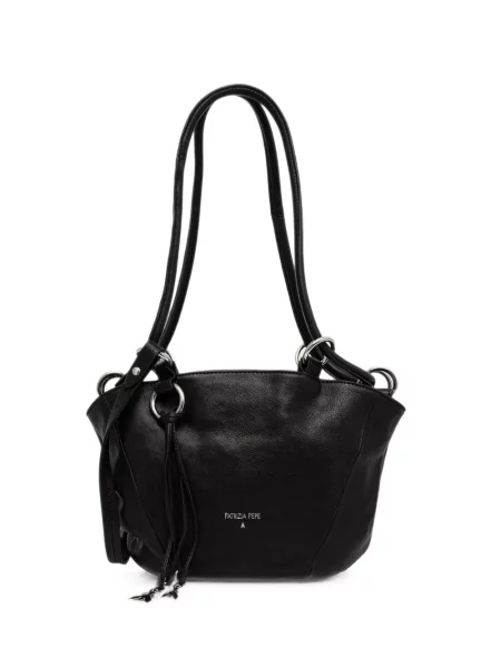 Geantă shopper Patrizia Pepe din piele cu imagine negru