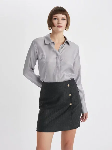 Cămașă Defacto cu mâneci lungi gri