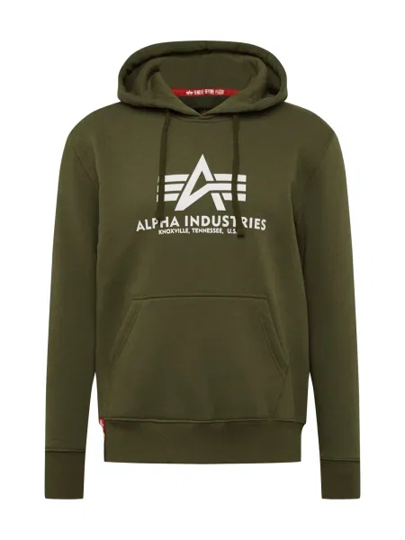 ALPHA INDUSTRIES Sweater majica maslinasta / bijela zelena