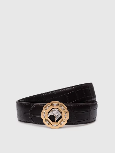 Кожаный ремень Stefano Ricci с ремешками коричневый