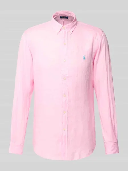 Polo Ralph Lauren Koszule Mężczyzna S lniana koszula sportowa z długim rękawem różowy