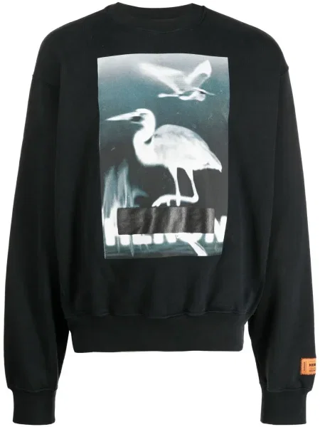 Hanorac crewneck Heron Preston cu imagine negru