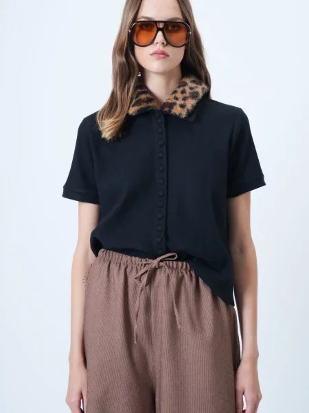 Trend Alaçatı Stili Geacă tricotată maro închis / portocaliu negru