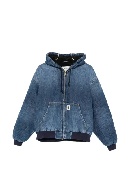 Geacă de blugi Carhartt Wip cu glugă albastru