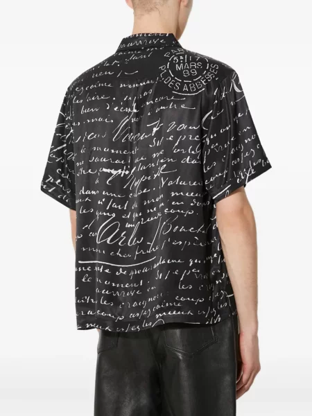 Cămașă Stampd cu imagine scurtă negru