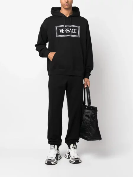 Kalhoty Versace s výšivkou černé
